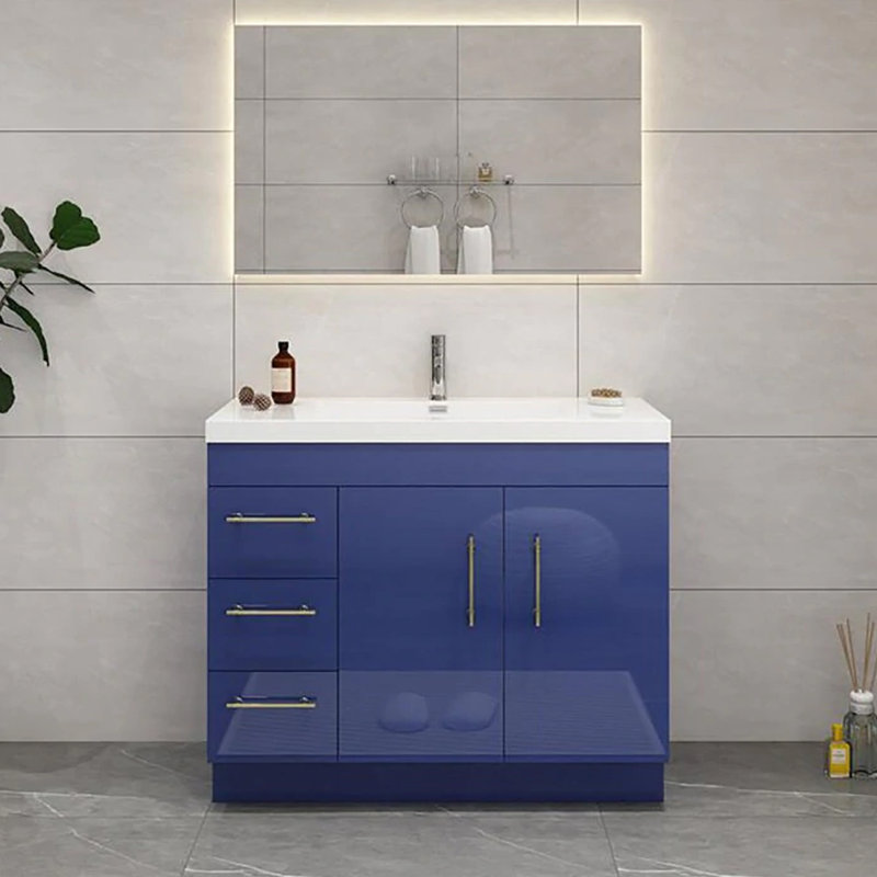 Ensemble de meuble-lavabo simple 42 po, Bleu nuit brillant