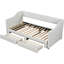 Beige, extensible, rembourré, lit de jour simple TG très grand, tiroirs coulissants, support ergonomique pour le dossier et l'accoudoir, très grand tissu doux, surfaces de tiroir rembourrées, confortable