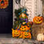 Sorcière d'Halloween avec chats noirs autoportants Lidell - présentoir de jardin en bois fabriqué à la main par G. Debrekht