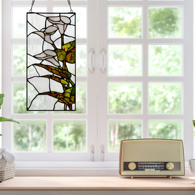 16"H Calla Lilies Design Stained Glass Window Panel