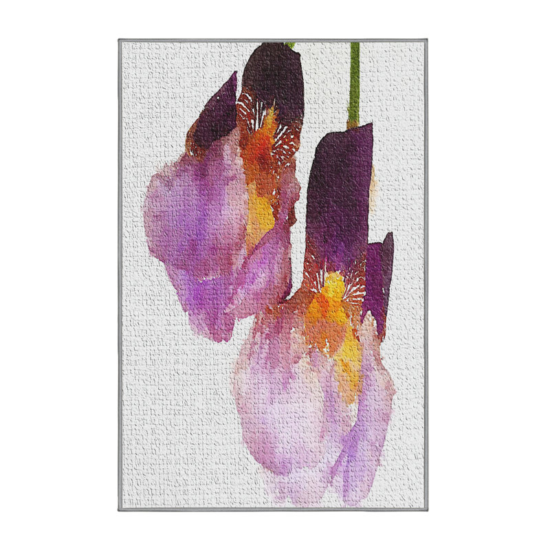 Tapis mauve à motif floral, Rectangle 2 pi x 3 pi