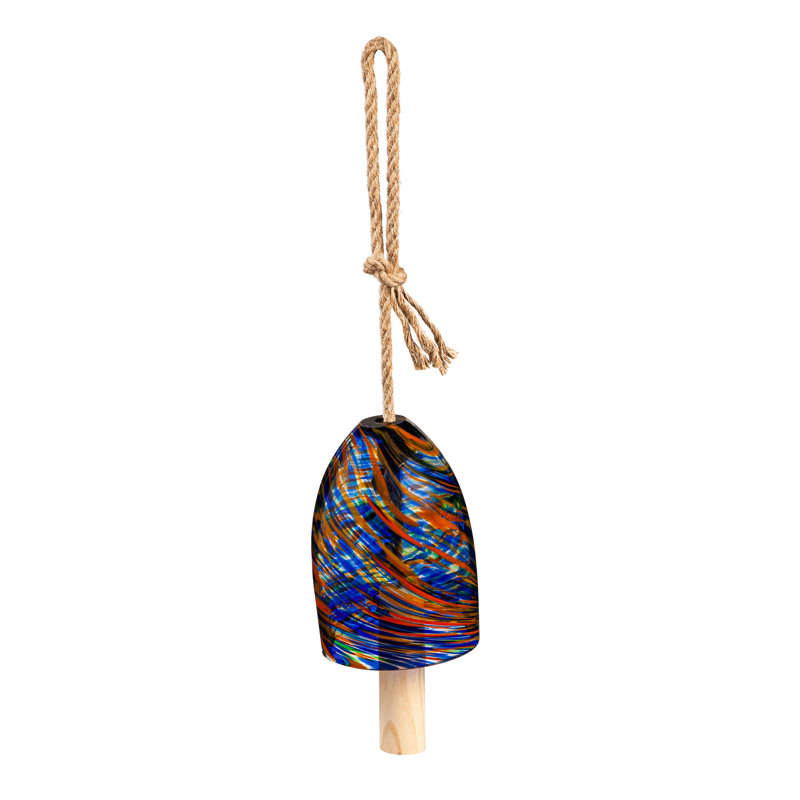 Carillon de vent 7 "en forme de cloche aquarelle bleue et orange