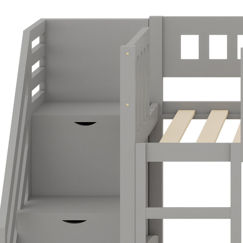 Lit mezzanine avec escalier et glissade, Gris