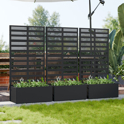 Lit de jardin surélevé 59 po x l 30 po x P 12 po avec jardin en treillis et treillis pour patio