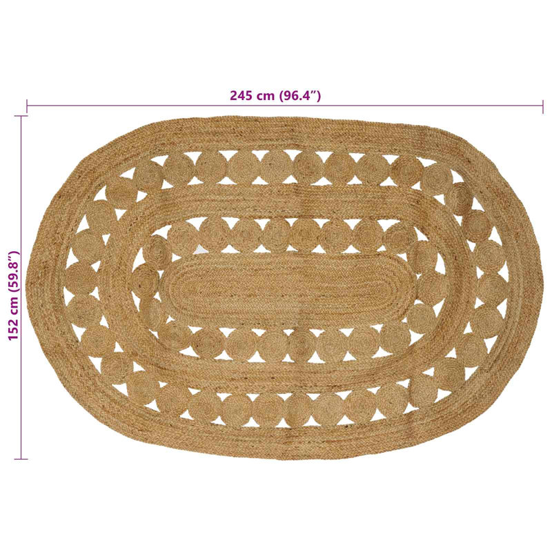 Hand Braided Area Rug, Oval 152cm x 245cm
