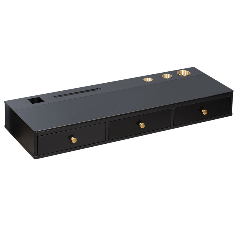 Tablette flottante de 47 po avec tiroir (sans miroir), Noir