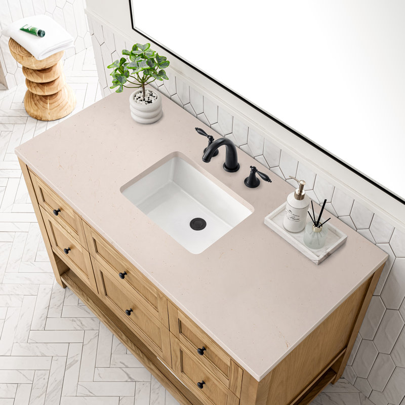 Breckenridge 48'' W Single Vanity, White Zeus, 8" Widespread, Light Natural Oak
