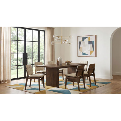 Vinga 7-Piece 82-Inch Rectangular Dining Set Cream And Walnut