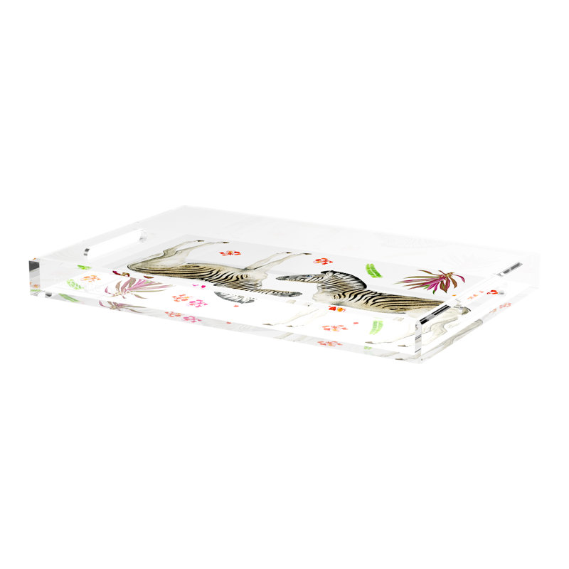 Zebra Seeing Double Acrylic Rectangle Decorative Tray, 22.5"W x 14.5"D x 2"H