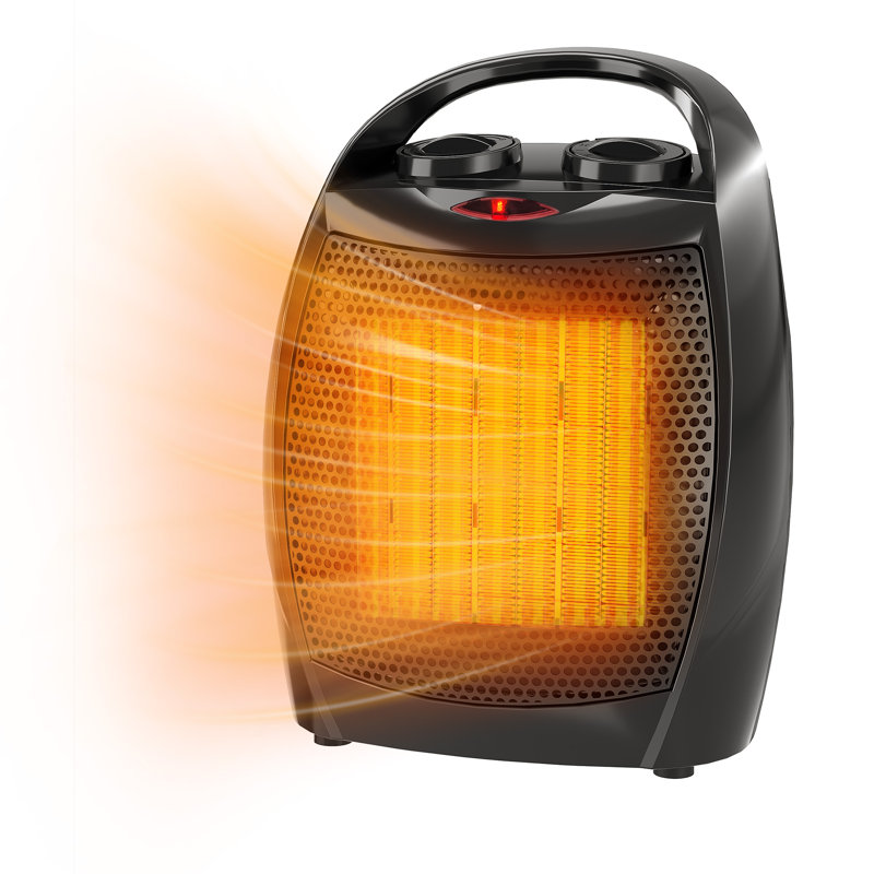 Chauffe-terrasse extérieur efficace - Chaufferette électrique portative - Chauffe-eau rapide 1500W / 750W, thermostat réglable - noir, avec poignée