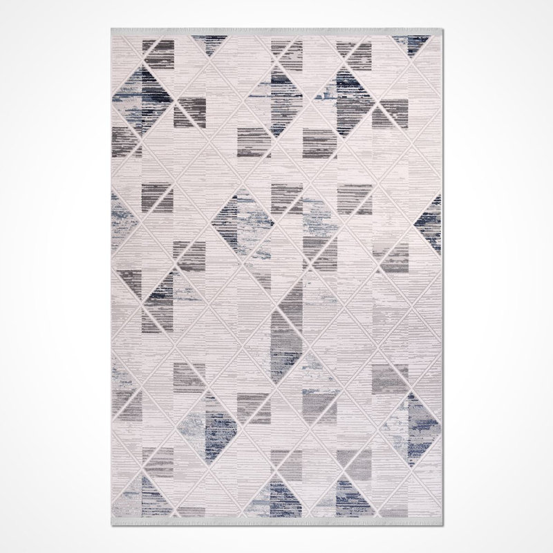 Tapis moderne / abstrait beige lavable à la machine antidérapant, Tapis de couloir 3 pi 4 po x 9 pi 11 po