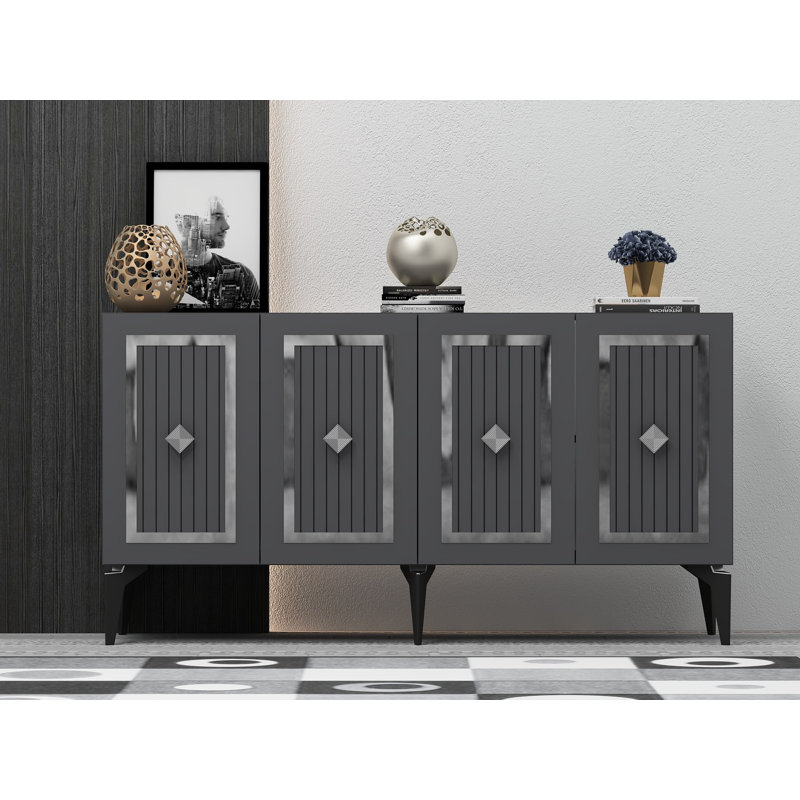 Olivia 79cm Sideboard, Anthracite/Silver