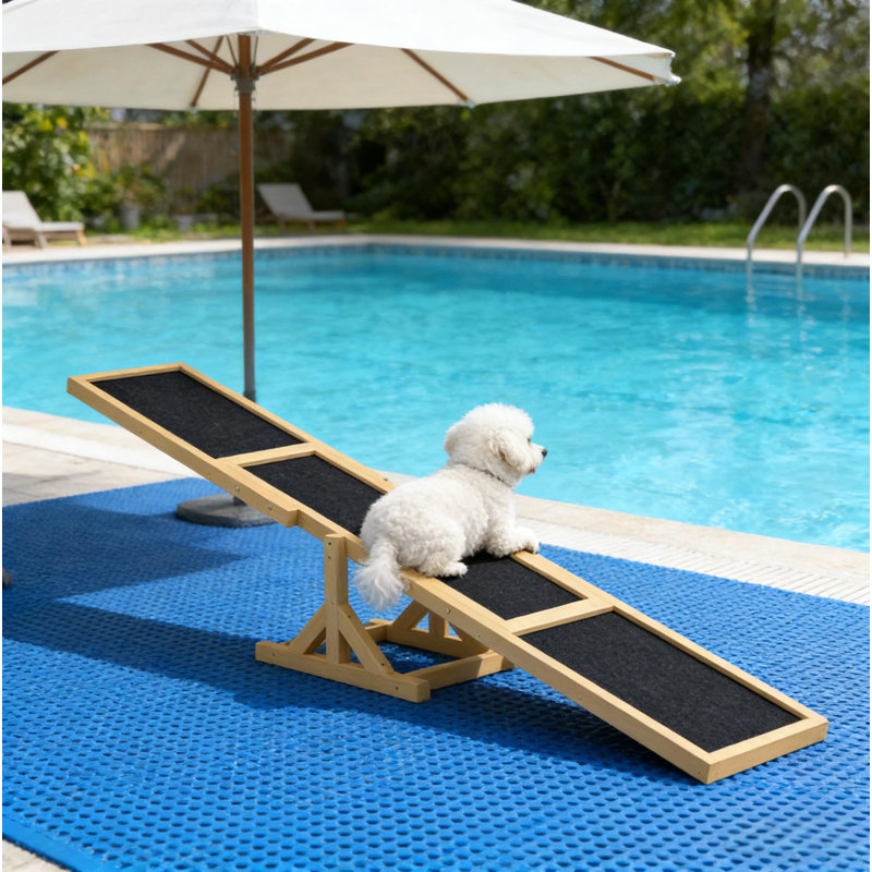 Balançoire à agilité pour chien, balançoire à agilité pour animaux de compagnie, balançoire à agilité en bois, noir et naturel