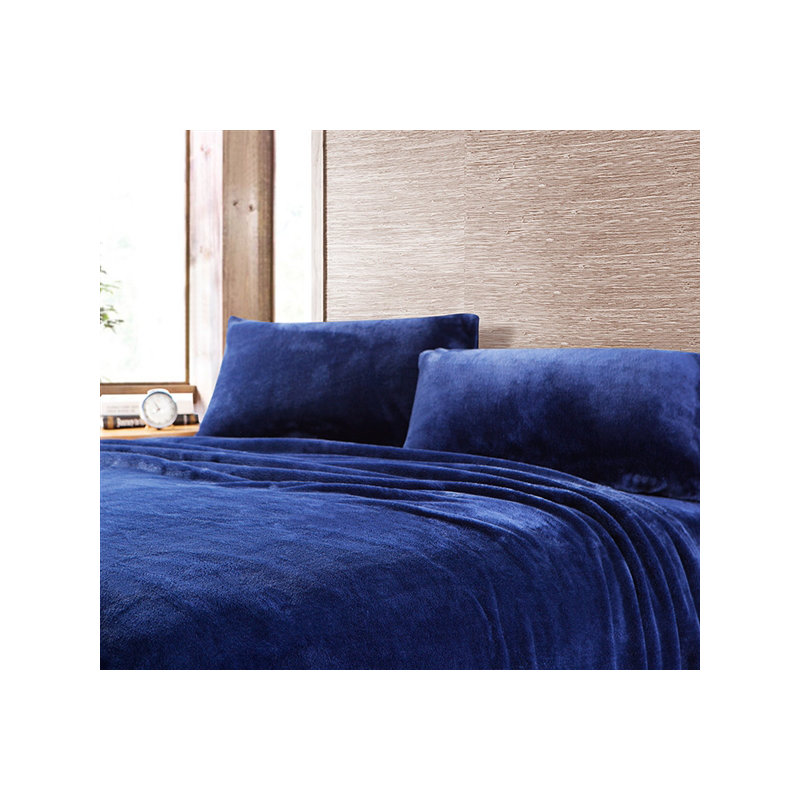 Other Items Coma Inducer Fleece Sheet Set, Queen Sheet Set with 2 Pillowcases, Navy