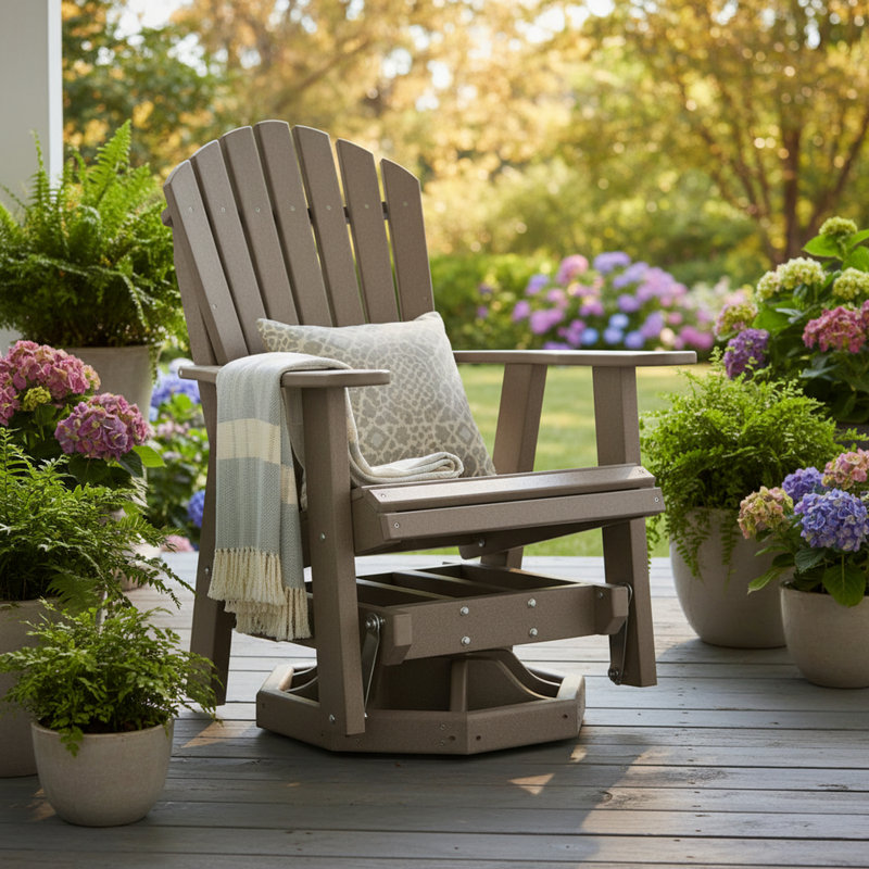 Weatherwood Polywood Adirondack Swivel Glider, Beige