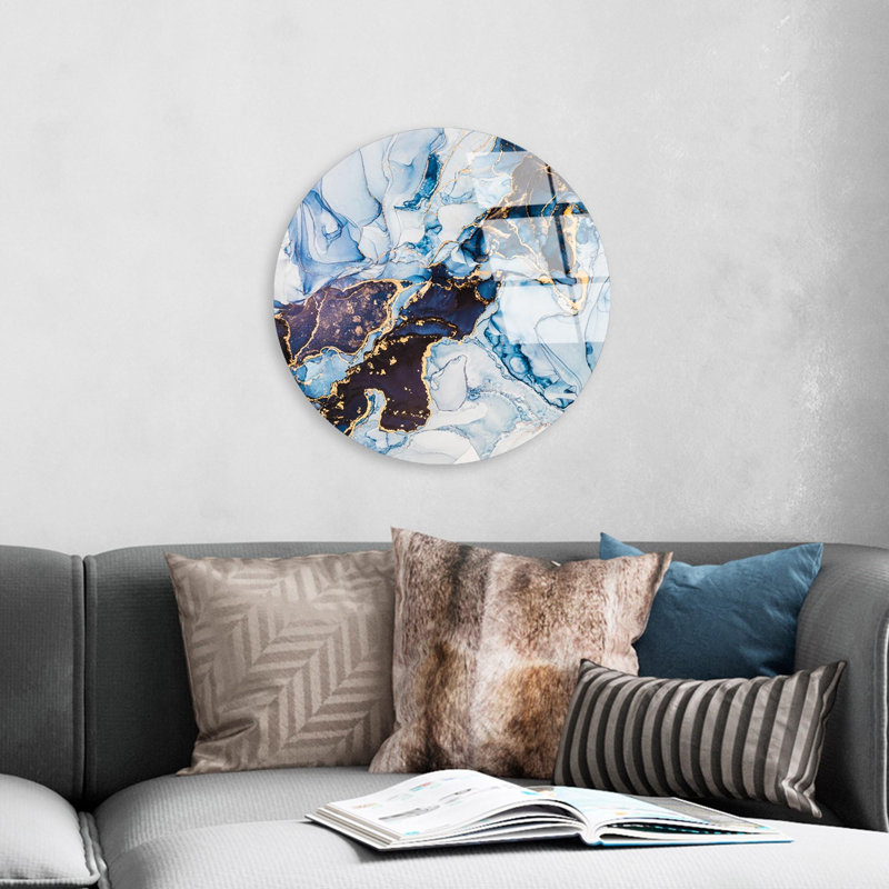 Peinture décorative en verre trempé, incassable, 11,8 po de diamètre | 100% verre trempé, épaisseur de 0,16 po | Impression UV haute résolution sur la surface arrière, facile à nettoyer, couleurs vives, avec crochet de fixation inclus