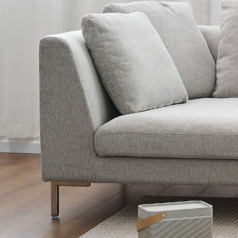 Spacious Detachable Cotton Linen Chaise Lounges, Left Hand Return, Light Grey