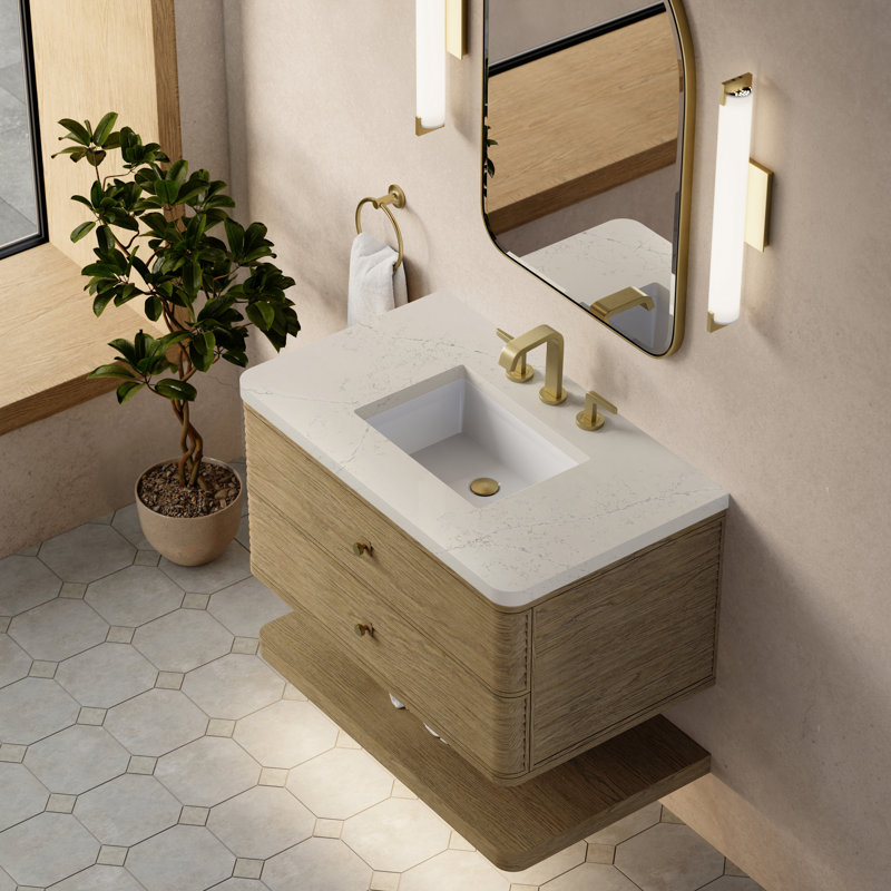 Allamari 36" W Single Vanity, 8" Widespread, Siberian Silestone, Dune Mist