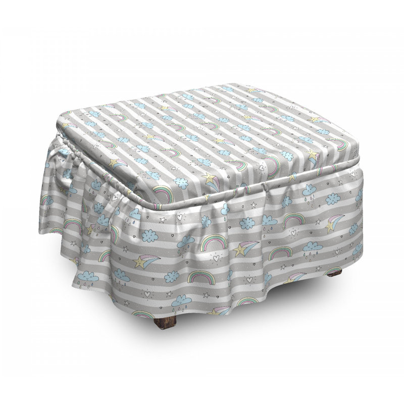 Housse pour repose-pieds à rayures doodle rainbows
