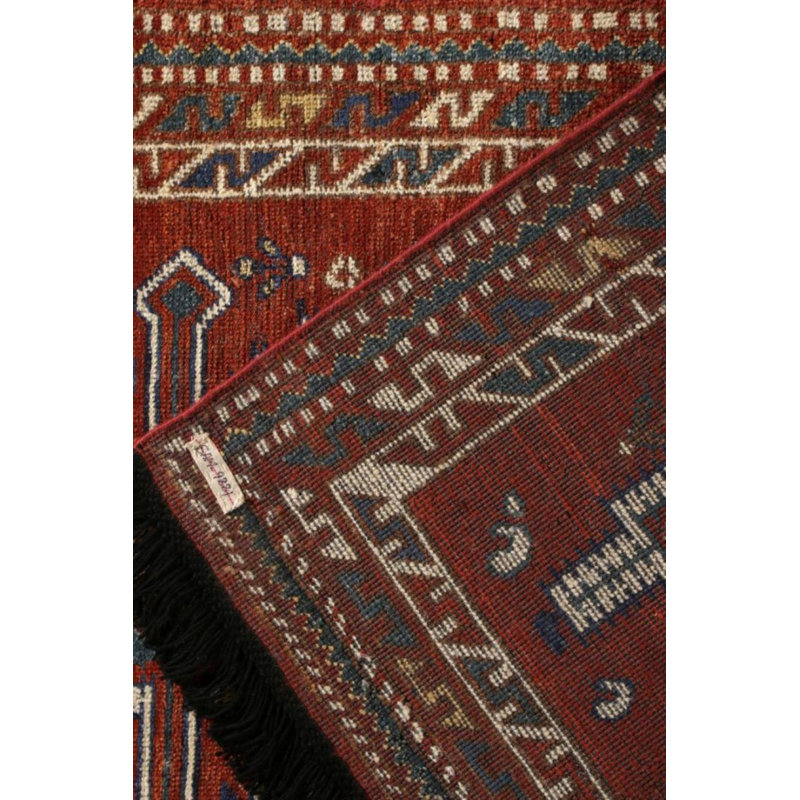 Rug & Kilim’S Tribal Runner In Red And Blue Geometric Pattern, Runner 2'6" x 10'