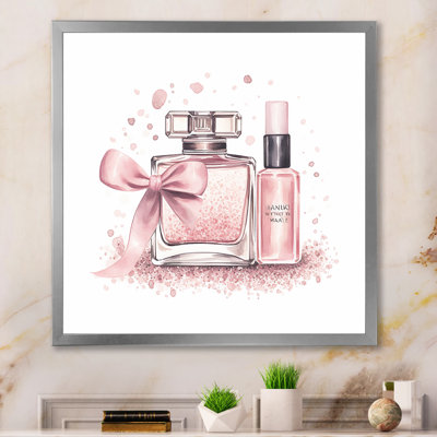 Illustration de maquillage élégant sur toile rose