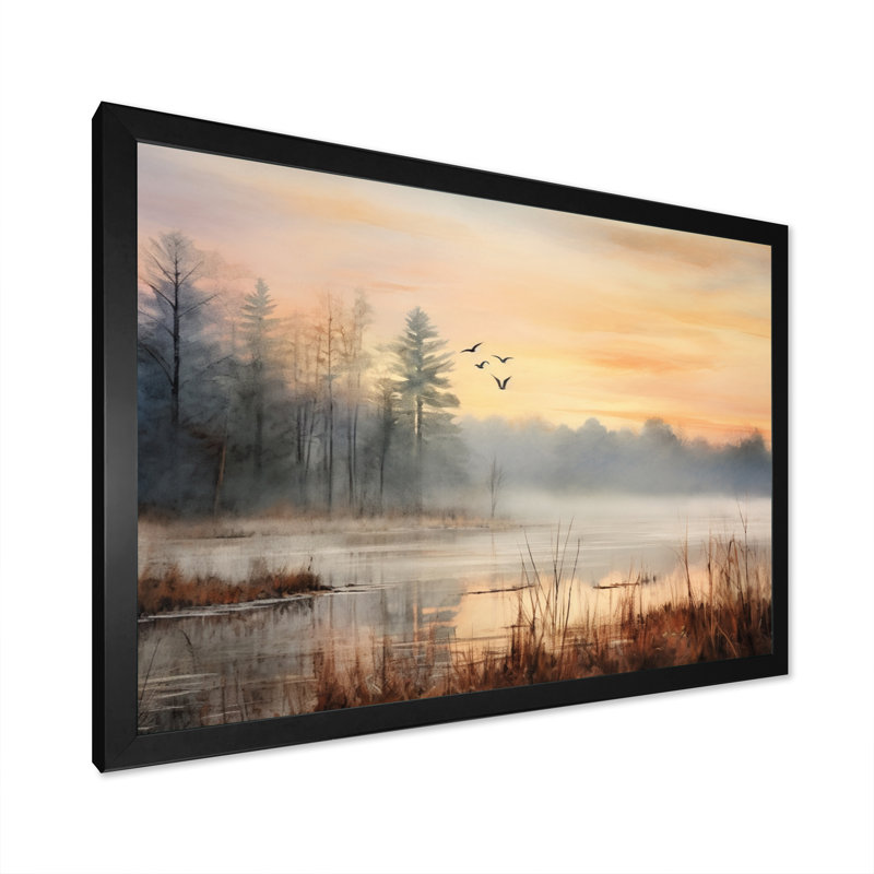 Misty Morning Sky Photo IV - Décoration murale ciel, H 16 po x l 32 po x P 1 po, Cadre photo noir