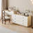Extendable Vanity Desk Home & Office Convertible L-Shaped Wooden Desk Features A Flip-Up Makeup Mirror And 6 Storage Drawers, Including 2 Small Storage Drawers-1138033402