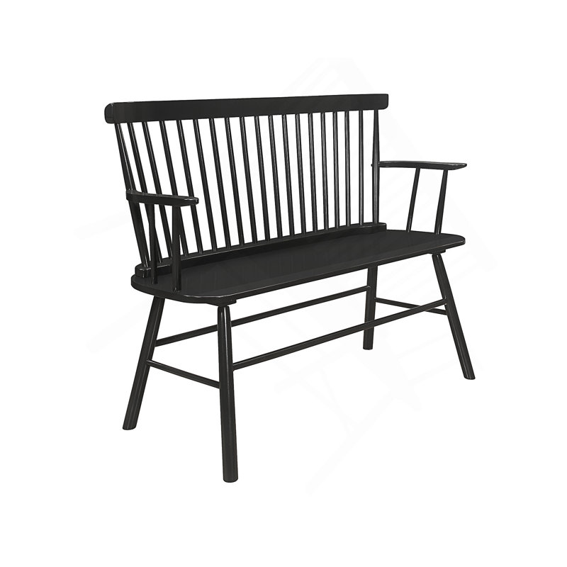 Banc à dossier en bois Farmhouse, Noir