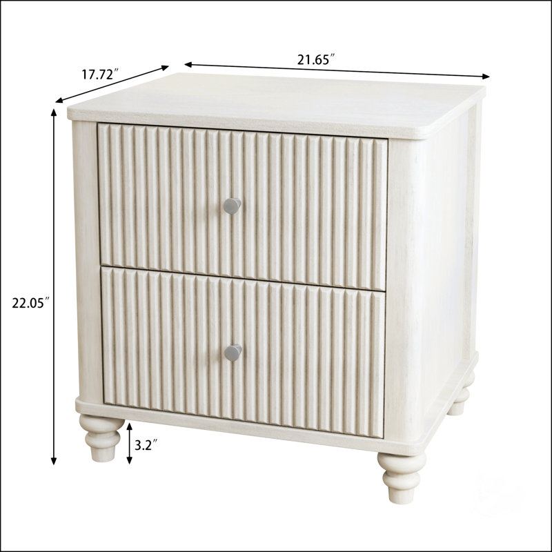 Table de chevet cannelée, Beige