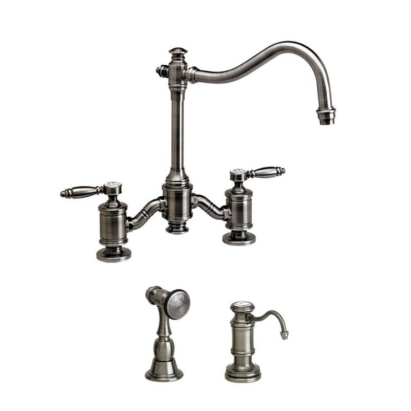 Annapolis Bridge Faucet - Lever Handles, Antique Pewter