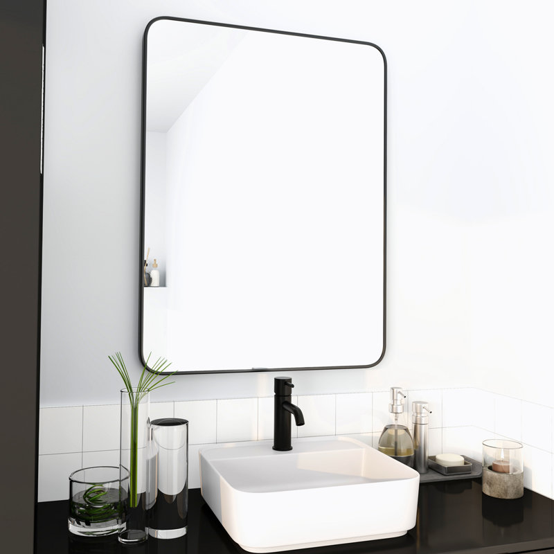 Miroir mural Dustyn, 60 po x 40 po, Rectangulaire, Noir