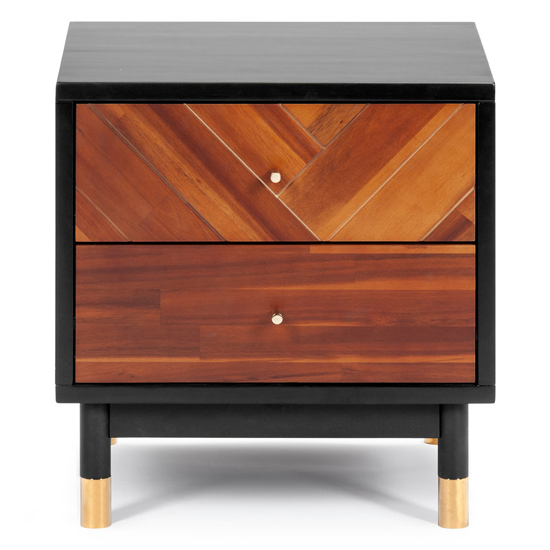 Table de bout en bois à 2 tiroirs Tigner, H 18 po x l 17,75 po x P 16,63 po