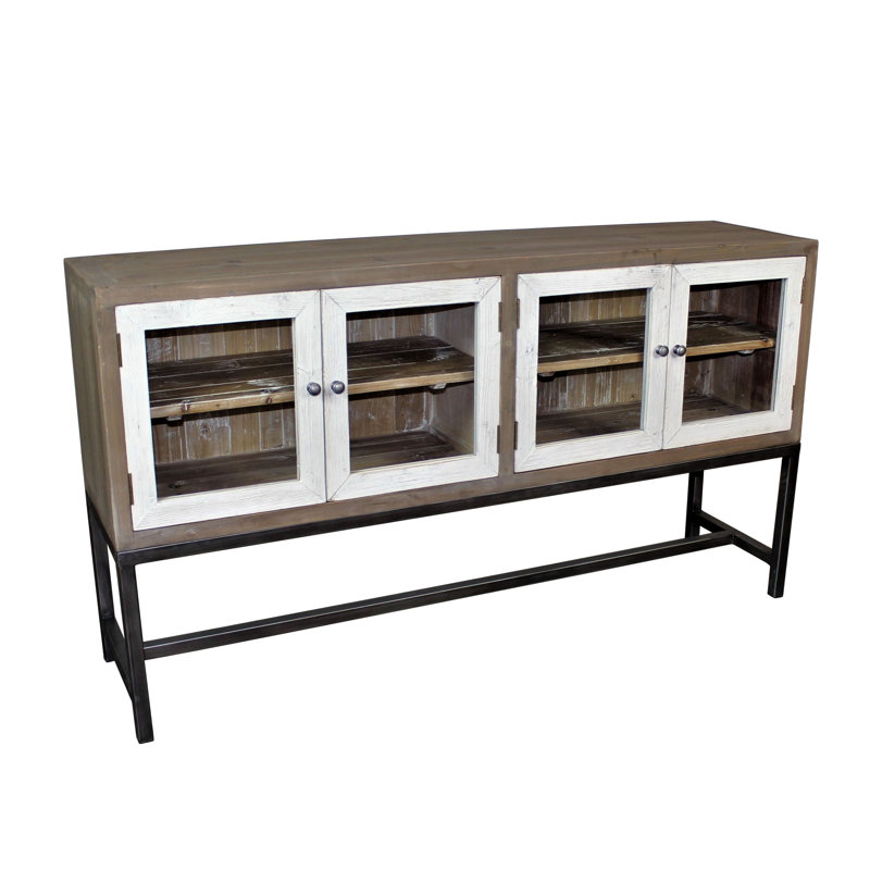 65'' Solid Wood Sideboard, Natural/white