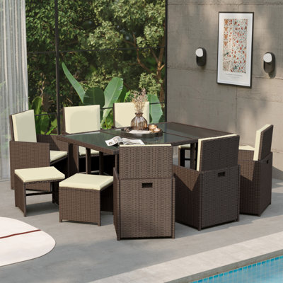 Exia 10 Seater Dining Set with Cushions, UKFR Certified