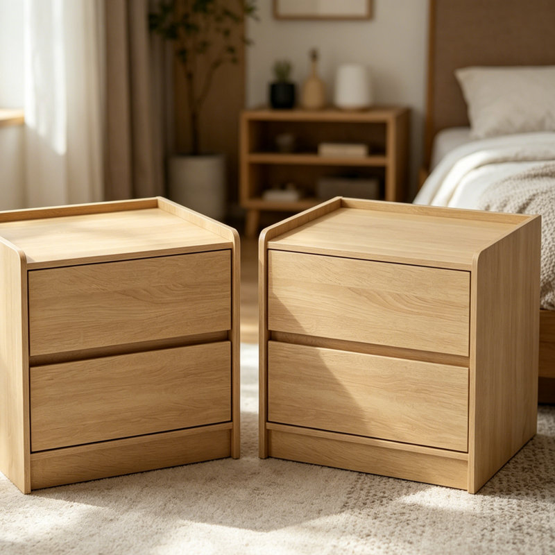 Ensemble de 2 tables de bout et de pieds en bois massif de style Mid-Century de 19,68 po de largeur Mathes, Tanné