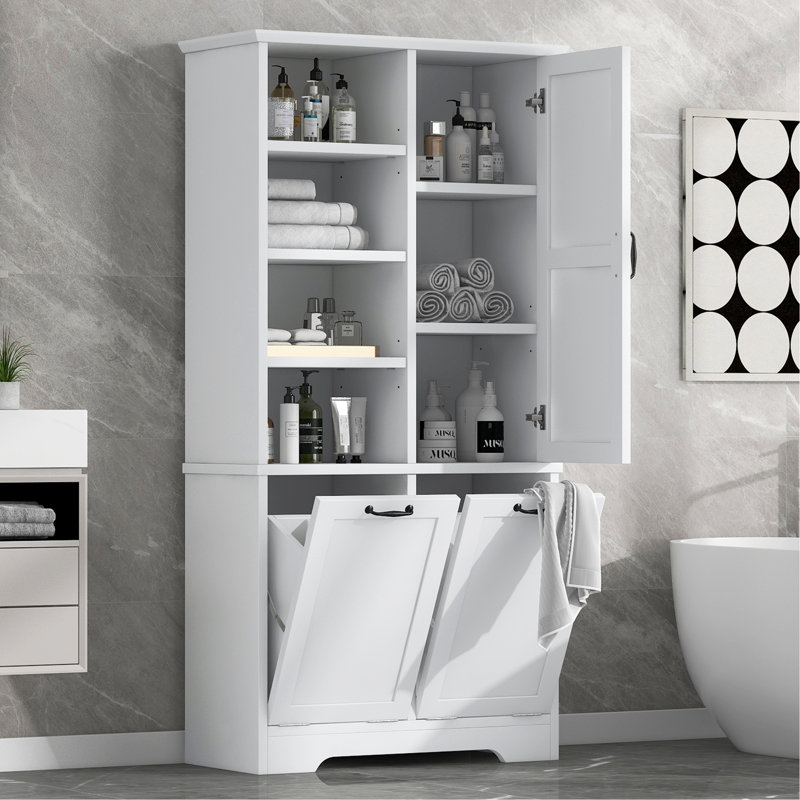 Versatile Bathroom Storage Cabinet With Doors, Drawers, And Adjustable Shelves, Offering Ample Space And Stylish Design.