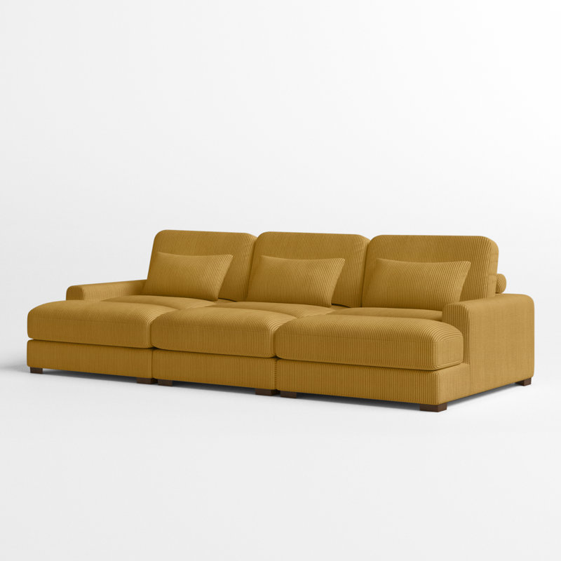 Antravian 127.5'' Corduroy Sofa, Ginger Corduroy