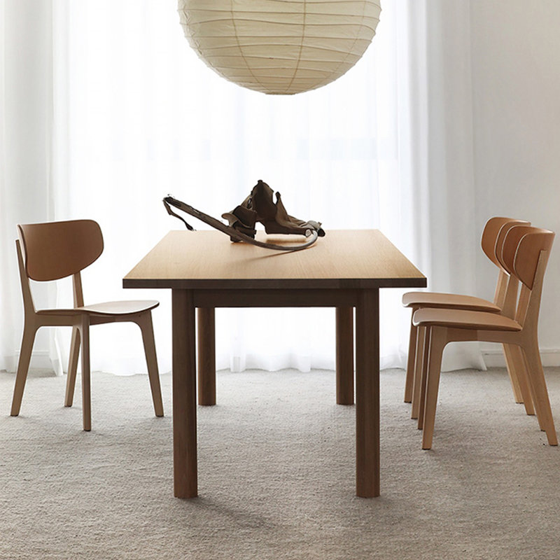 Japanese style solid wood dining table, 29.52"H x 86.61"L x 35.43"W