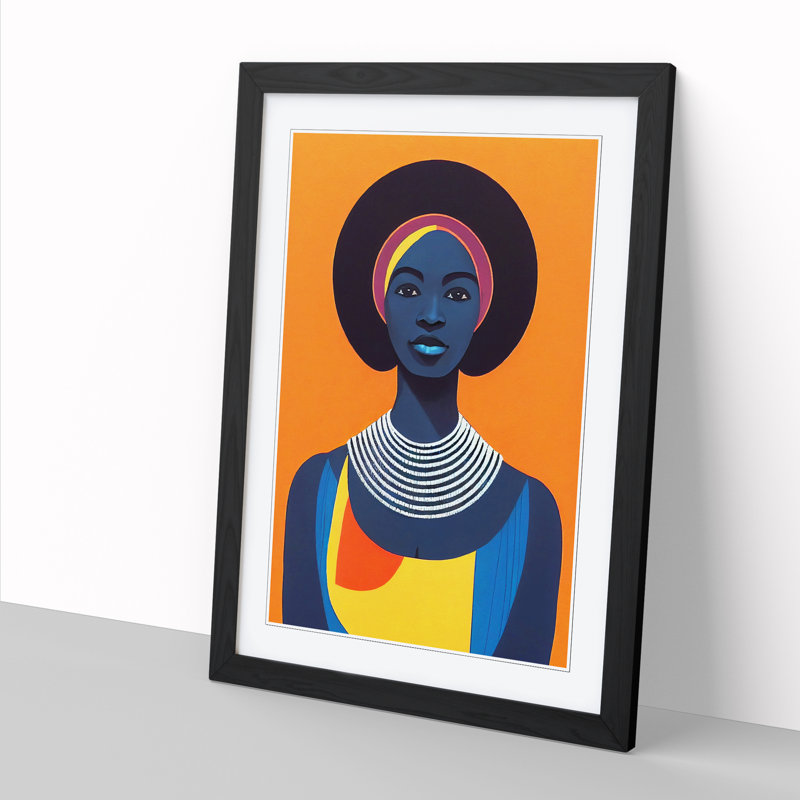 FRM-V0523-57X African Woman Vol.2 - Single Picture Frame Print, Black Framed, 64cm H x 46cm W x 2cm D
