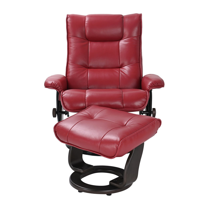  Zahide Leather Recliner With Matching Ottoman