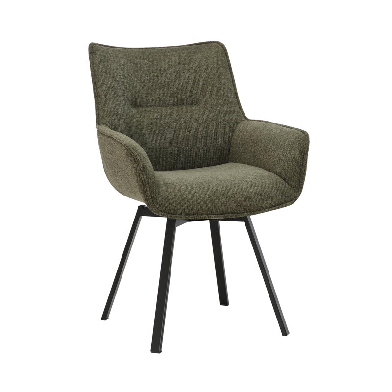 Septimus Swivel Fabric Dining Chair with Steel Legs, Green