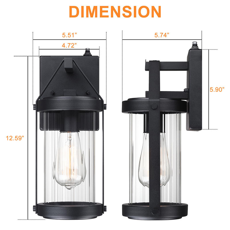 Dusk to Dawn Outdoor Wall Light Fixtures 2 Pack (Bulbs not Included), Black