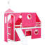 Lit simple mezzanine rose avec glissade et tour - matériaux, trois options d'installation, sous-sol spacieux pour mini aire de jeu