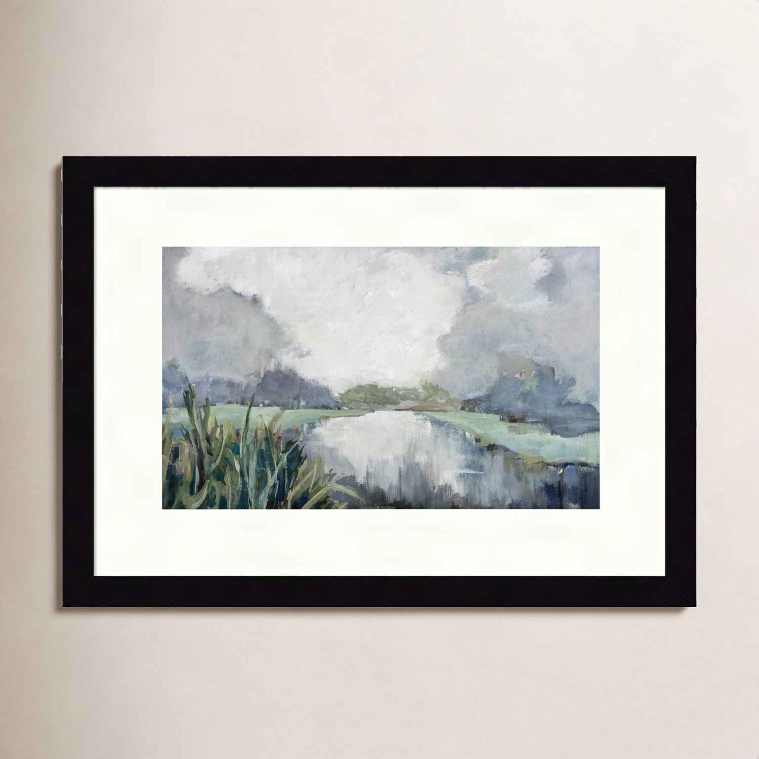 River Passage Painting by Mary Parker Buckley, Framed Print, 31" H x 43" W, Black