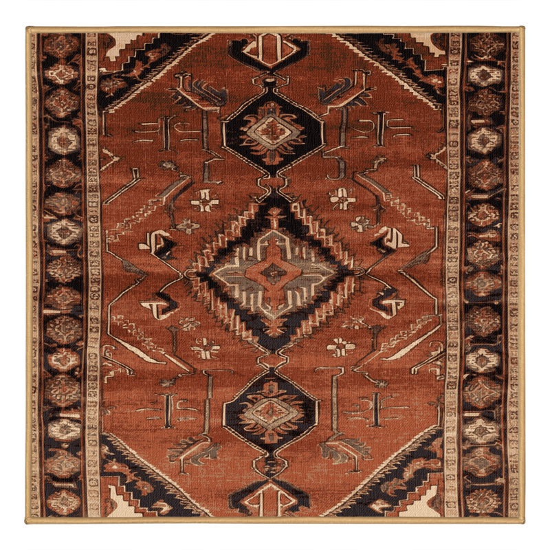 Tapis brun lavable à la machine, Carré 7 pi x 7 pi