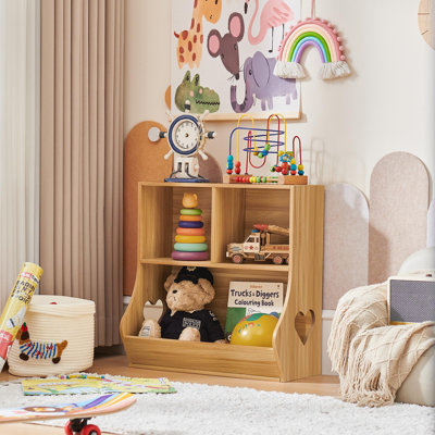 Toddler Bookshelf and Toy Storage Organizer with 3 Cubby Spaces