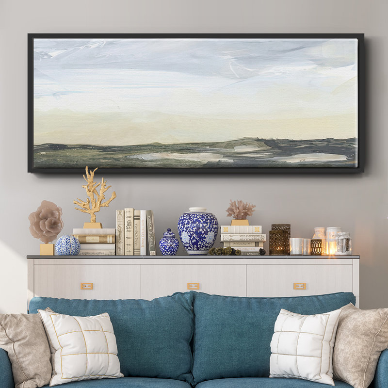Green Ridge I- Framed Canvas, 12" H x 30" W