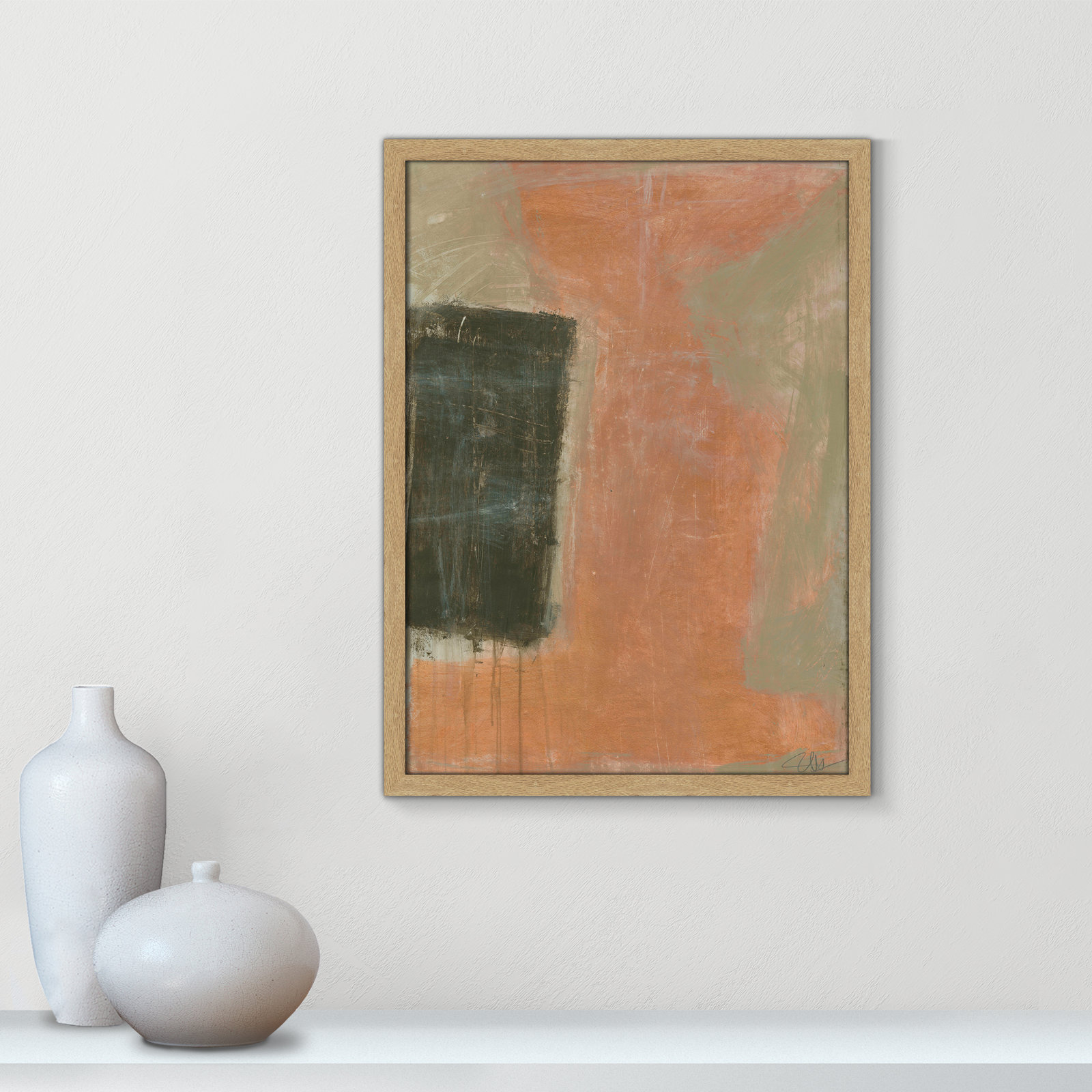 Anali "Autumn Sandbox" Painting, 23" H x 17" W x 0.75" D, Natural