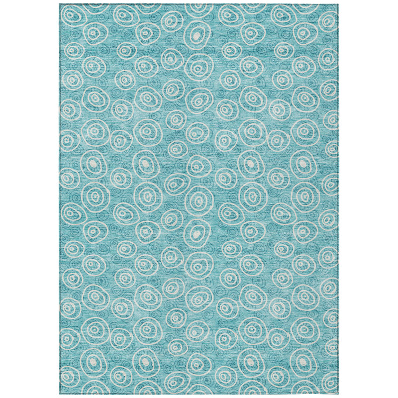 Tapis extérieur bleu sarcelle et ivoire lavable 3 pi x 5 pi bleu sarcelle et ivoire