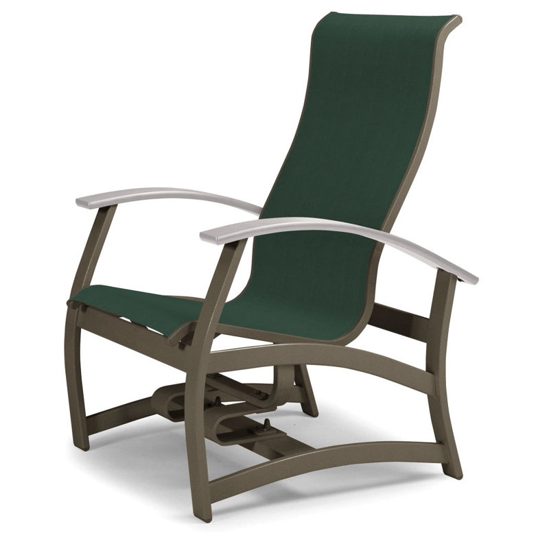 Askar Powder Coated Aluminum Outdoor Lounge Chair, Forest Forest Green 22D Sunbrella®, White P50, Textured Beachwood